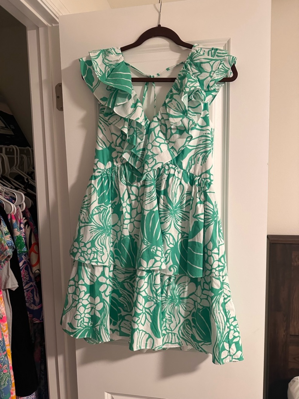 Lilly Pulitzer RITAMARIE V-NECK COTTON RUFFLE DRESS
